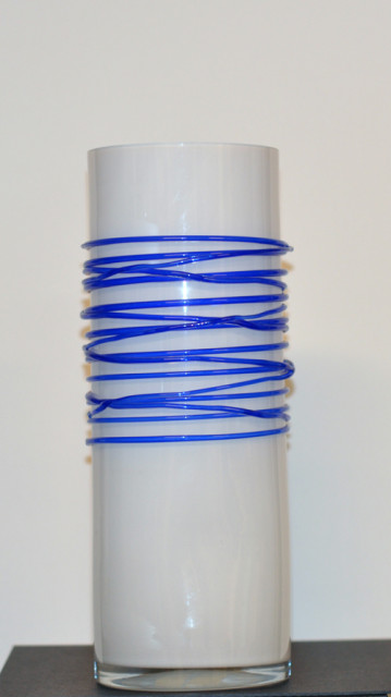 Vaas wit met blauwe spiraal xl